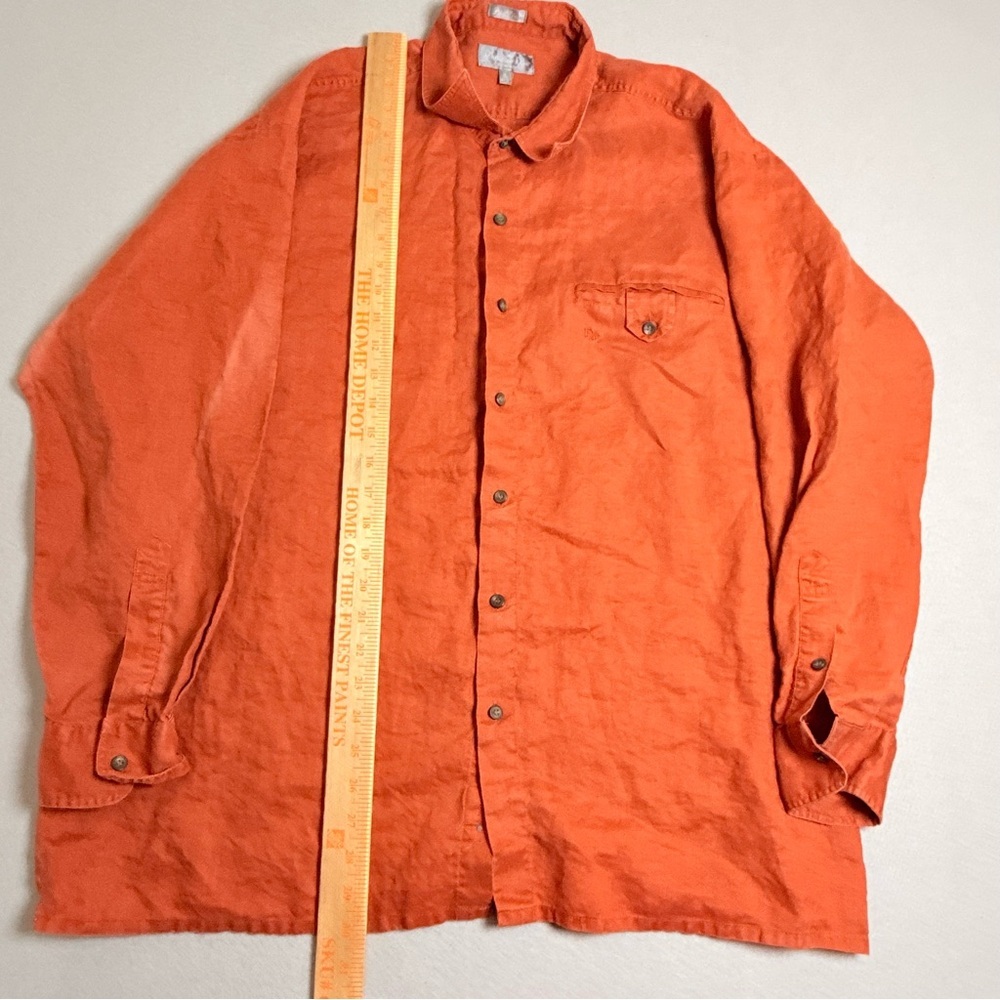 Vintage Christian Dior XL Mens Polo Shirt Cotton Orange Long Sleeve READ - Picture 9 of 10